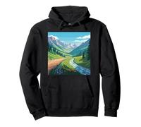 Vallée de Montagne pittoresque Conception ruisseau Nature Art randonnée en Plein air Sweat à Capuche