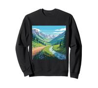 Vallée de Montagne pittoresque Conception ruisseau Nature Art randonnée en Plein air Sweatshirt