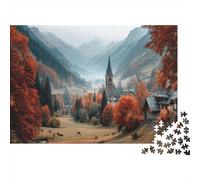 Vallée Suisse en Automne |Village pittoresque| Puzzles Amusants en Famille 1000pcs (75x50cm) Adultes