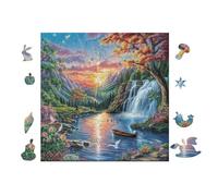 Vallée Waterfall 100 Pièces Puzzle Créatif en Carton Haute Qualité Difficulté Moyenne Activité Manuelle Loisir Créatif Cadeau Créatif Saint Valentin Premium 28x28cm