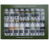 Vallejo 70141 Colorant pour modélisme ferroviaire sable, blanc, ocre, beige, vert-marron, pierre, vert-gris, violet, sable jaune