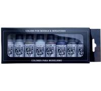 Vallejo 71176 Colorant pour modélisme ferroviaire argent, acier, or, laiton, cuivre, bleu arctique, bronze nickelé, noir 8 pc(s)
