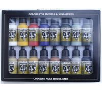 Vallejo 71178 Colorant pour modélisme ferroviaire blanc, jaune, rouge, bleu, gris-bleu, vert olive, turquoise, jaune-olive, marron clair, pierre, ocre, acajou,
