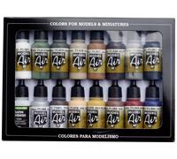 Vallejo 71191 Colorant pour modélisme ferroviaire blanc, gris mat, vert foncé, sable, marron, gris marin clair (mat), noir
