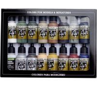 Vallejo 71191 Colorant pour modélisme ferroviaire blanc, gris mat, vert foncé, sable, marron, gris marin clair (mat), noir, aluminium, rouille, chair,