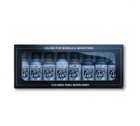 Vallejo 71176 Colorant pour modélisme ferroviaire argent, acier, or, laiton, cuivre, bleu arctique,