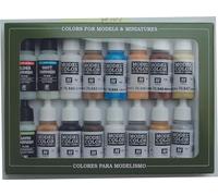 Vallejo Folkstone 70102 Lot de 16 boîtes de Peinture Acrylique Couleurs Assorties Modèle Miniatures