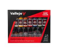 Vallejo Peinture acrylique Game Color – Set 16 couleurs mates et métalliques – Flacons 18 ml