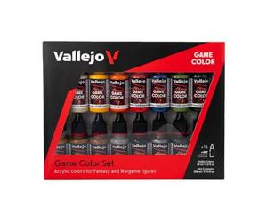 Vallejo Game Color Introduction Set 72299 - Coffret de 16 Peintures Acryliques de 18 ml pour Figurines et Wargame - 13 Couleurs Mates et 3 Métallisées - Flacons avec Compte-gouttes
