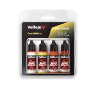 Vallejo Game Color Kit de peinture acrylique dorée NMM (Gold NMM Set). Kit de 4 couleurs de finition mate en flacons de 18 ml avec compte-gouttes pour figurines de fantaisie et de Wargames