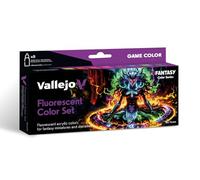 Vallejo Game Color Kit de peinture acrylique fluorescente, kit de 8 couleurs haute intensité en flacons de 18 ml pour miniatures de fantaisie, Sci-fi et Wargames