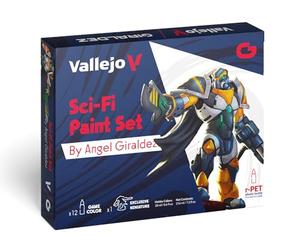 Vallejo Game Color Set 72313 Sci-Fi Paint Set by Angel Giraldez (12x18ml) + Figure