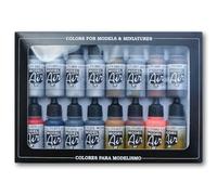 Vallejo Lot de 16 pots de peinture acrylique pour Air Brush Couleurs assorties Effet métallisé