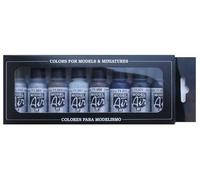 Vallejo Model Air Set de Peinture Acrylique Couleurs Métalliques. Étui de 8 Couleurs Métallisées en Bouteilles de 18 ml pour Aérographe, Maquettisme et Figurines.