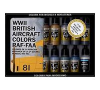 Vallejo Model Air WWII British Aircraft Colours RAF FAA Lot de 16 peintures acryliques pour aérographe Couleurs assorties