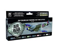 Vallejo Model Air WWII RAF Day Fighters Kit de peinture acrylique pour aérographe Couleurs assorties 17 ml Lot de 8