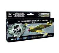 Vallejo Model Air WWII RAF Desert Lot de 8 peintures acryliques pour aérographe Couleurs assorties