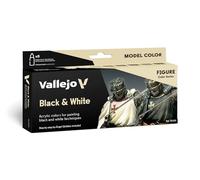 Createx Vallejo Peinture acrylique Model Color – Lot de 8 pots Noir/Blanc, couleurs assorties