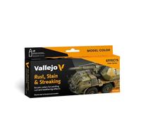 Vallejo Peinture acrylique Model Color – Set Rouille, Taches et Traînées, 8×18 ml mat