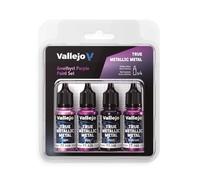 Vallejo Peinture Métallique Améthyste Violet Set de 4 Couleurs pour Métaux, Inclut BASE, LIGHT, SHADE et AIRBRUSH, Système BSL, Résultats Cohérents