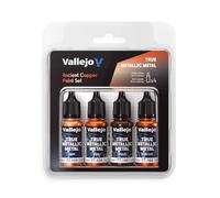 Vallejo Peinture Métallique Ancien Cuivre Set de 4 Couleurs pour Métaux, Inclut BASE, LIGHT, SHADE et AIRBRUSH, Système BSL, Résultats Cohérents