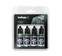 Createx Vallejo Peinture métallique DUSKEN GREEN – Set 4 flacons (Base, Light, Shade, Airbrush, BSL)