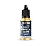 Vallejo Peinture Métallique True Metallic 116-18ml Vert Doré, Finition Brillante, Mélangeable pour Dégradés, Application au Pinceau, Idéal pour Modélisme et Loisirs Créatifs