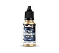 Vallejo Peinture Métallique True Metallic 117-18ML Or Arcane, Fini Brillant pour Éclaircir les Couleurs, Application au Pinceau, Flacon avec Pipette, Idéal pour Dégradés et Mélanges.