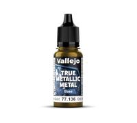 Vallejo Peinture Métallique True Metallic 136-18ML Or Verdâtre, Effet Métallique, Haute Couverture, Fini Doux et Homogène, Idéal pour Pinceau.