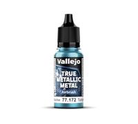 Vallejo Peinture Métallique True Metallic Airbrush 172-18ML Hydra Turquoise, Couleurs Intenses pour Aérographe, Formulation Prête à l'Emploi, Fini Homogène et Durable