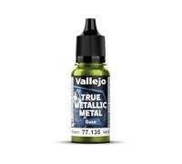 Vallejo Peinture Métallique True Metallic Metal 135 Amber Green, Effet Métallique, Application au Pinceau, Flacon de 18 ml avec Pipette