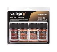 Vallejo Pigment FX Set de Pigments Effets Oxydation et Corrosion - Kit de 4 Couleurs de 35 Ml pour Maquettes et Dioramas avec Tutoriel Inclus