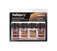Vallejo Pigment FX Set de Pigments Effets Oxydation et Corrosion - Kit de 4 Couleurs de 35 Ml pour Maquettes et Dioramas avec Tutoriel Inclus