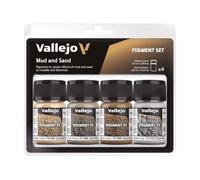 Vallejo Pigment FX Set de Pigments pour Maquettes et Dioramas - Kit de 4 Couleurs de 35 Ml pour Simuler Barro et Sable - Tutoriel Inclus