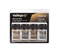 Vallejo Pigment FX Set de Pigments pour Maquettes et Dioramas - Kit de 4 Couleurs de 35 Ml pour Simuler Barro et Sable - Tutoriel Inclus