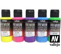 Vallejo Premium Airbrush Acrylique Fluorescent Set 62102 60Ml. 5 Pcs.