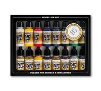 Vallejo Set de Peinture Acrylique Model Color Couleurs de Base. Kit 16 Couleurs Finition Mate pour Aérographe Bouteilles 18 ml avec Compte-Gouttes (Avions GM I/II)