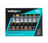 Vallejo Set de Peinture Acrylique Model Color WWII Alliés - 16 Couleurs Mat 18 Ml avec Pipette pour Figurines et Véhicules de la Seconde Guerre Mondiale