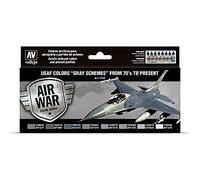 Vallejo Set de Peinture Acrylique USAF Couleurs Grises - Kit de 16 Couleurs Mate pour Aérographe en Flacons de 18 Ml pour Peindre les Avions de la USAF.