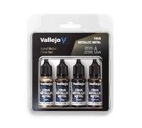 Vallejo Set de Peinture Métallique True Metallic de 4 Couleurs, Inclut BASE, LIGHT, SHADE et AIRBRUSH, Résultats Consistents et Adaptables, Série BSL