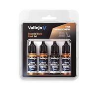 Createx Vallejo Set de peinture True Metallic 4 couleurs pour métaux (BASE, LIGHT, SHADE, AIRBRUSH)