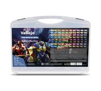 Vallejo True Metallic Metal Mallette Peinture Acrylique, 80 Couleurs x 18 ml avec Compte-Gouttes pour Aérographe et Pinceau, Modélisme et Figurines