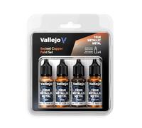 Createx Vallejo, Set peinture métallique Ancien Cuivre, 4 couleurs (Base, Light, Shade, Airbrush)