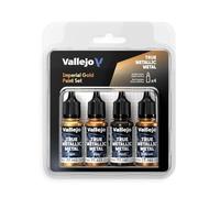 Createx Vallejo Set de peinture True Metallic 4 couleurs pour métaux (BASE, LIGHT, SHADE, AIRBRUSH)