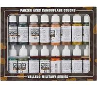 Vallejo USA Coffret de 16 pots de peinture acrylique pour modélisme Camouflage pour tanks panzer Couleurs assorties, Beige/Black/Brown/Green/Red