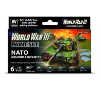 Vallejo VAL70223 AV Model Color Set-WWIII NATO Armour&Infanrty (6), 17 ml (lot de 6), blanc