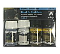 Vallejo VAL73189 Lot de 4 flacons de Peinture à Modeler pour la Boue et Les flaques d'eau 35 ML