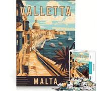 Valletta in Malta Puzzles 1000 pièces | Analyse et logique stimulez votre cerveau avec ce jeu d'association d'affiches et cette fiche de questions-réponses. 26x38cm
