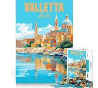 Valletta Malta Puzzles 1000 pièces pour Adultes,Jeu de mémoire,Assemblage précis sans espaces,activité apaisante pour la Pause mentale (38x52cm)