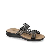 Valleverde 25325 Sandales ouvertes pour femme en tissu, talon compensé, 3 cm, semelle en caoutchouc, Noir , 39 EU